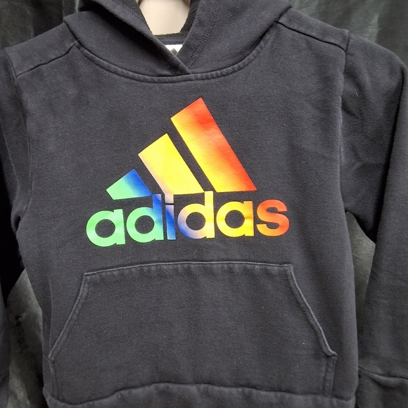 Adidas Kids Black Hoodie with Multicolor Logo - Picture 5 of 8